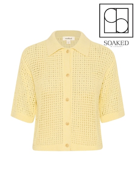Soaked in Luxury Yellow SLKathryn Short Sleeve Cardigan (H12750) | £75