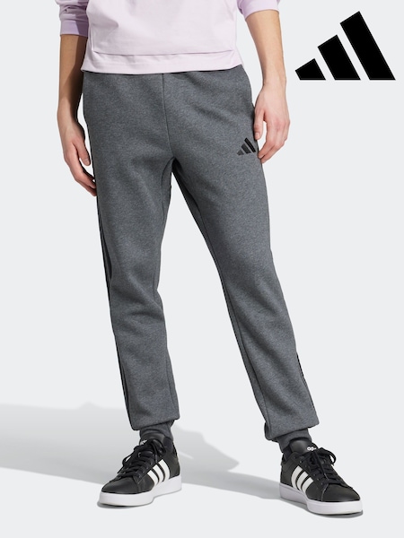 adidas Grey Black Essentials 3-Stripes Fleece Joggers (H12846) | £38