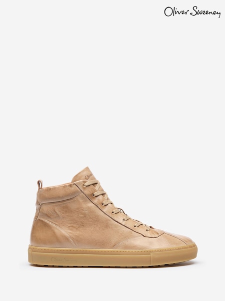 Oliver Sweeney Cream Hand Finished Calf Leather Retro Trainers (H12890) | £259