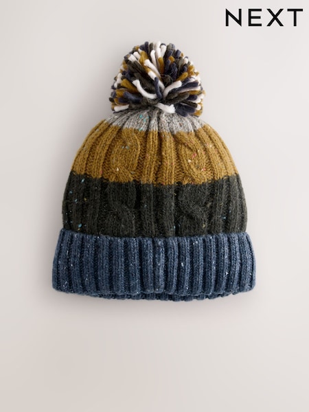 Cable Knit Stripe Bobble Hat (H12896) | £16