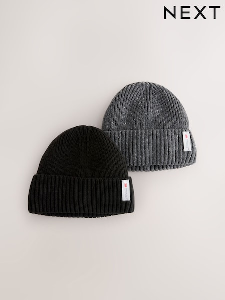Black / Charcoal Grey Thinsulate Beanie Hats 2 Pack (H12899) | £16