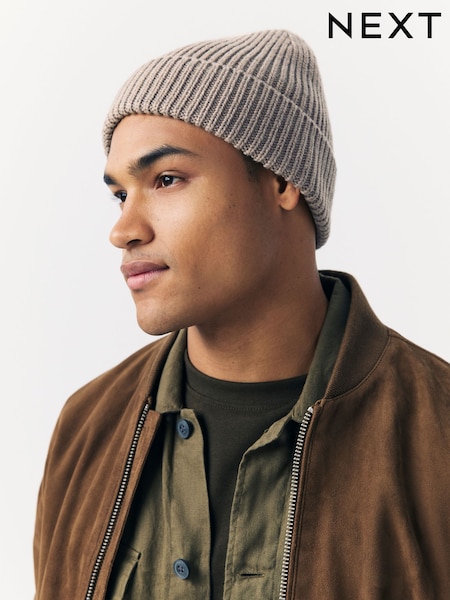 Neutral Brown Beanie Hat (H12904) | £10