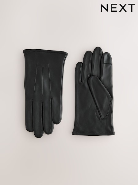 Black Signature Leather Gloves (H12922) | £34
