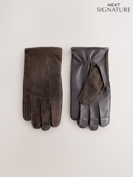 Brown Signature Suede Gloves (H12924) | £32