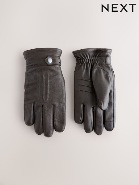 Chocolate Brown Leather Gloves (H12926) | £26