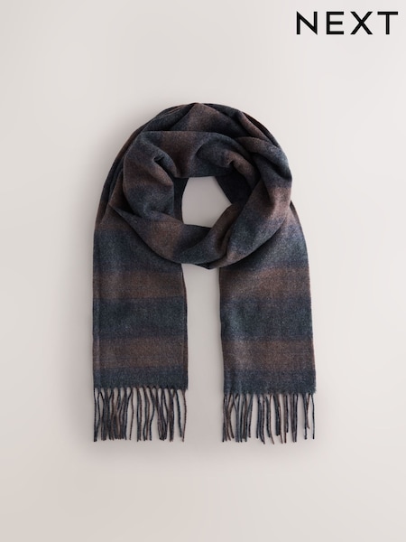 Navy Blue/Chocolate Brown Ombre Stripe Scarf (H12941) | £12
