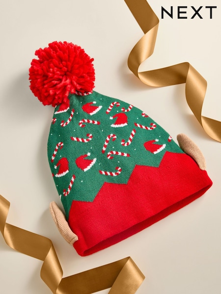 Green Festive Elf Bobble Hat (H12982) | £14