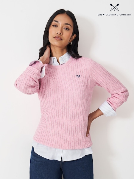 Crew Clothing Pink Heritage Cable Knit Jumper (H13006) | £55
