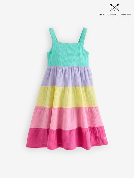 Crew Clothing Green 100% Cotton Scallop Tier Dress (H13022) | £28 - £32