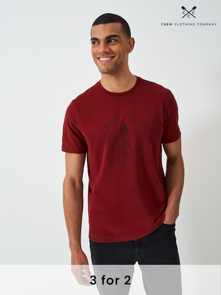 Crew Clothing Red 100% Cotton Lighthouse Graphic T-Shirt (H13023) | £29