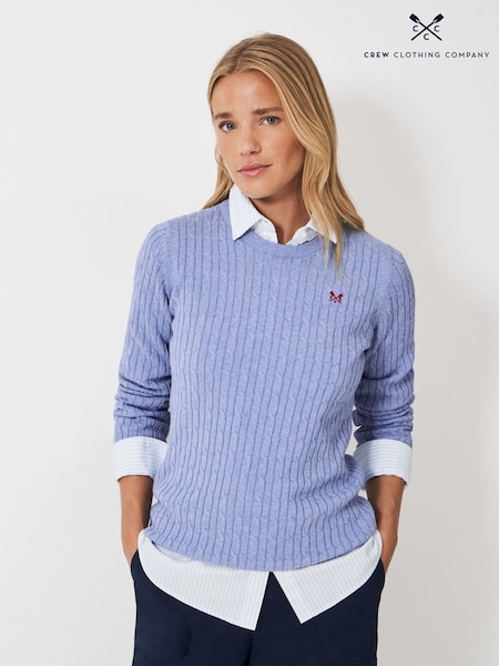Crew Clothing Blue Heritage Cable Knit Jumper (H13032) | £55