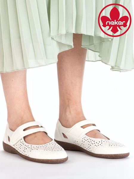 Rieker Womens Hook & Loop White Shoes (H13072) | £65