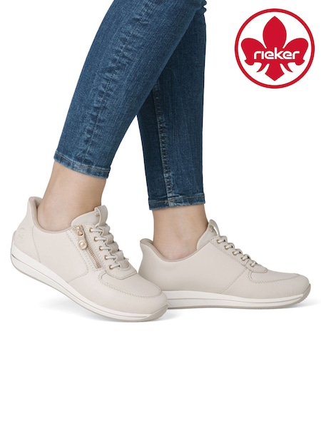Rieker Womens Cream Zipper Shoes (H13075) | £80