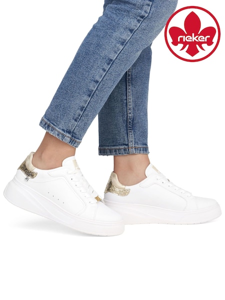 Rieker Womens Sport Lace-Up White Shoes (H13084) | £77