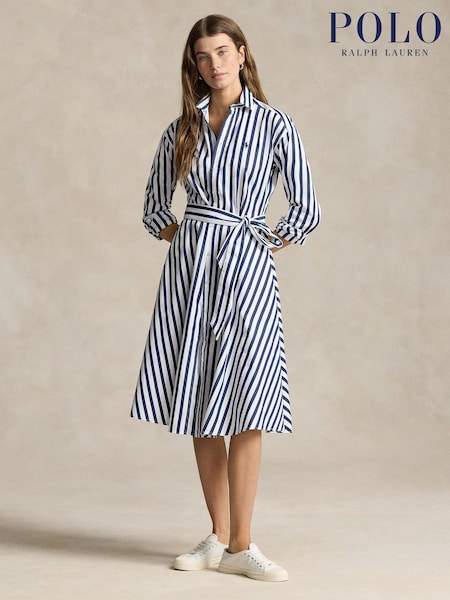Polo Ralph Lauren Blue Long Sleeve Day Dress (H13107) | £275