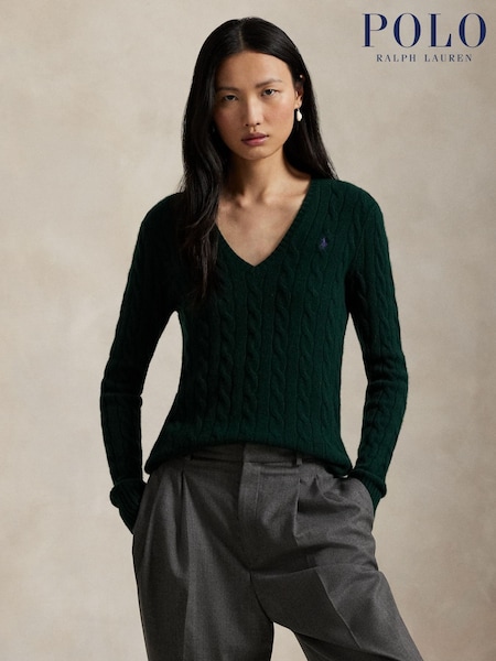 Polo Ralph Lauren College Green Kimberly Long Sleeve Pullover Jumper (H13124) | £225