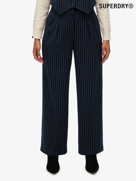 Superdry Blue Mid Rise Wide Leg Tailored Joggers (H13174) | £55