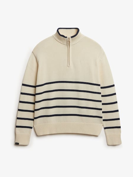 Superdry Cream Knitted Half Zip Jumper (H13187) | £55