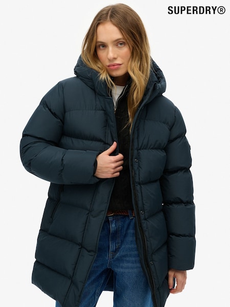 Superdry Blue Hooded Sports Puffer Mid Jacket (H13213) | £120