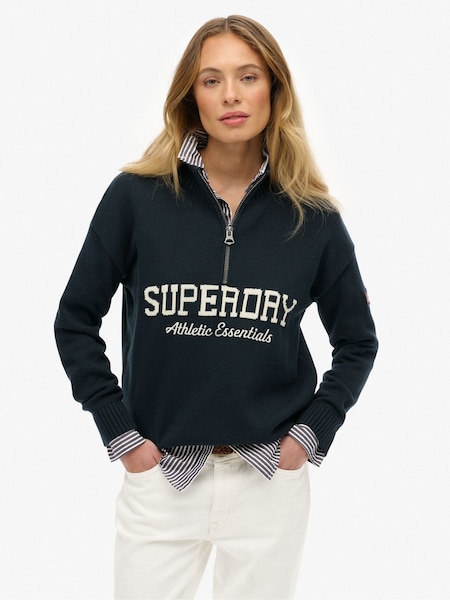 Superdry Blue Slouchy Graphic Half Zip Jumper (H13215) | £60