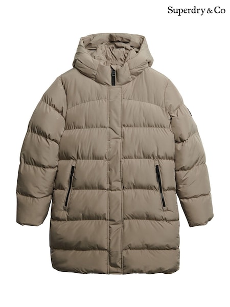 Superdry Natural Hooded Sports Puffer Mid Length Jacket (H13228) | £120
