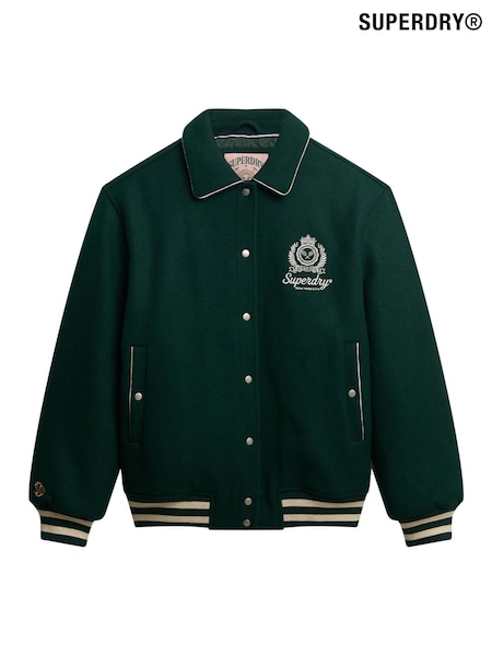 Superdry Green Country Club Wool Bomber Jacket (H13229) | £120