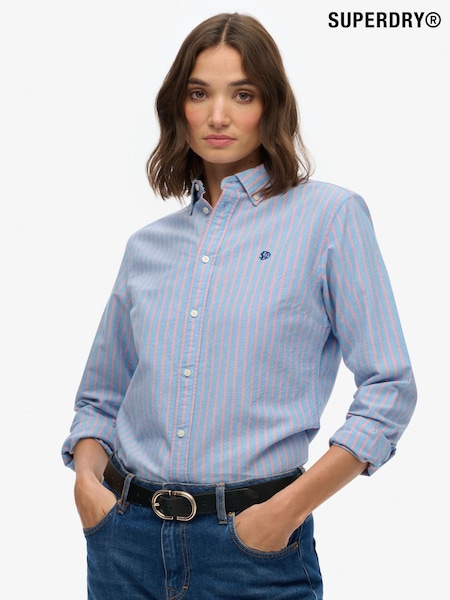 Superdry Blue Slim Oxford Long Sleeve Shirt (H13234) | £45