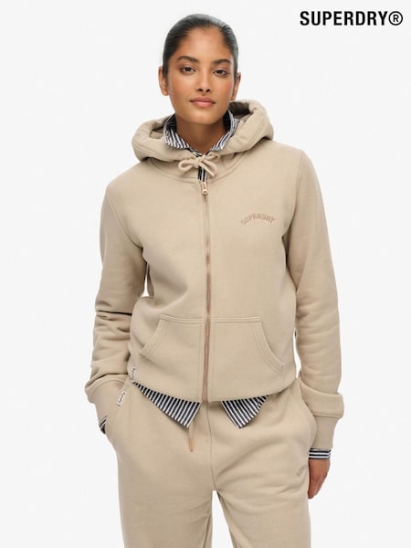 Superdry Brown Essential Logo Zip Hoodie (H13237) | £50