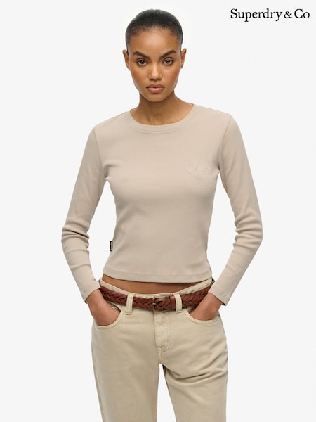 Superdry Nude Athletic Essentials Logo Garment Dyed Ribbed Top (H13238) | £27