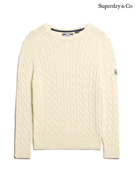 Superdry White Slouchy Cable Knit Jumper (H13239) | £45