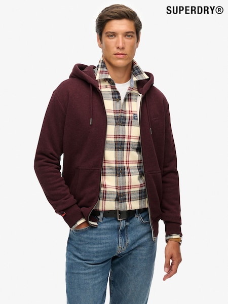 Superdry Red Essential Logo Slim Fit Zip Hoodie (H13258) | £55