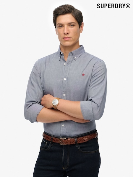 Superdry Ocean Navy Chambray Classic Oxford 100% Cotton Shirt (H13265) | £45