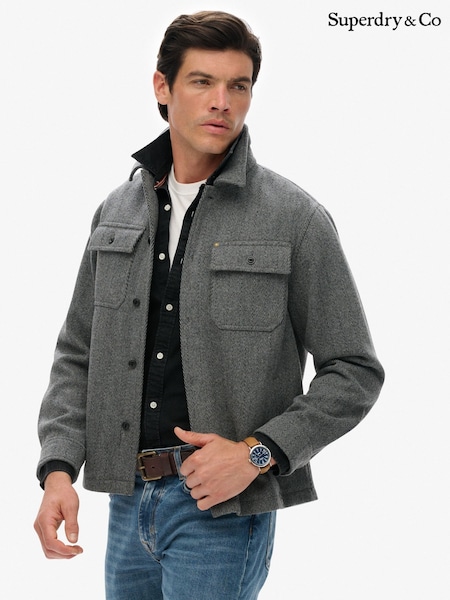 Superdry Grey Merchant Herringbone Overshirt (H13282) | £65