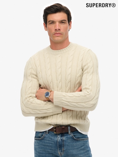 Superdry Cream Jacob Cable Knit Jumper (H13290) | £60