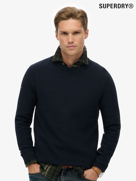 Superdry Blue Light Weight Cotton Texture Jumper (H13291) | £55