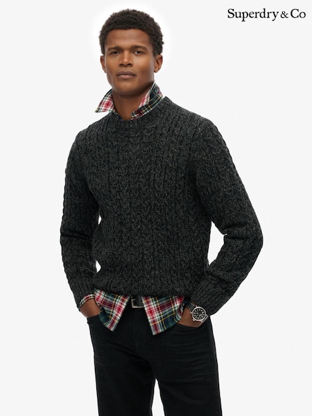 Superdry Black Jacob Cable Knit Jumper (H13295) | £60