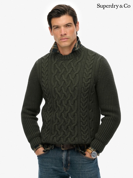 Superdry Green Jacob Cable Knit Jumper (H13309) | £60
