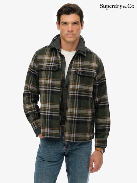 Superdry Green Wool Miller Zip Overshirt (H13311) | £80