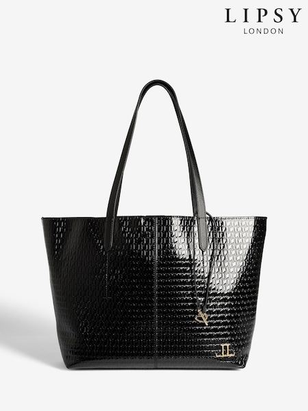 Lipsy Black Embossed Shoppers Bag (H13355) | £35