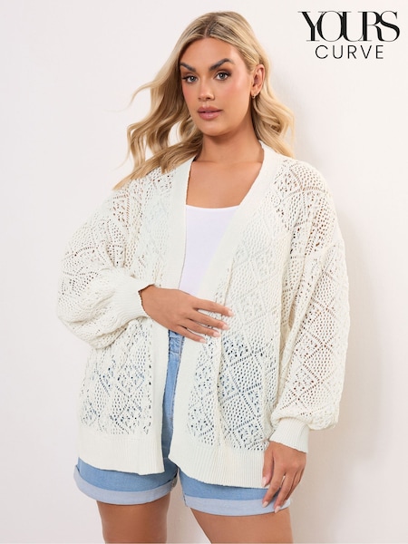 Yours Curve Black Diamond Stitch Balloon Cardigan (H13388) | £31