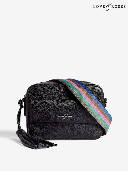 Love & Roses Black Cross-Body Bag with Pocket (H13428) | £32