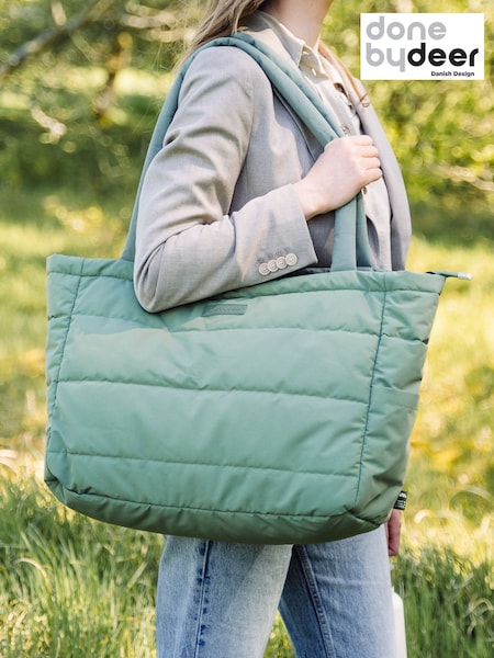 Done by Deer Green Quilted Changing Tote Bag (H13462) | £50