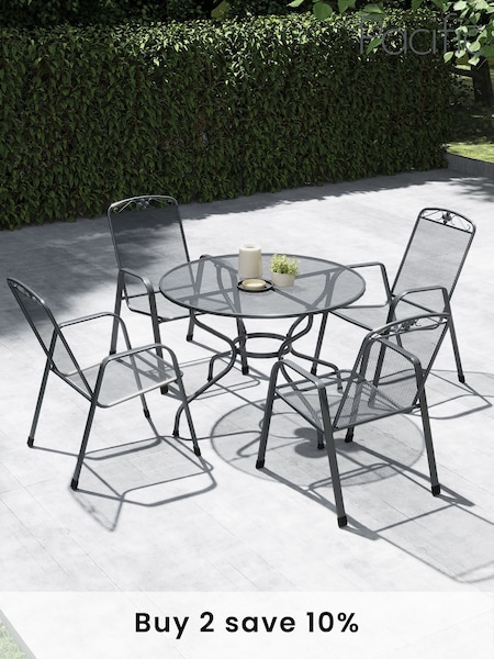 Pacific Grey Savoy Garden Round 4 Seater Dining Table and Chair Set (H13483) | £600