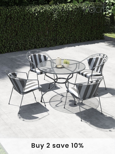 Pacific Grey Elegance Garden Round 4 Seater Dining Table and Chair Set (H13484) | £900