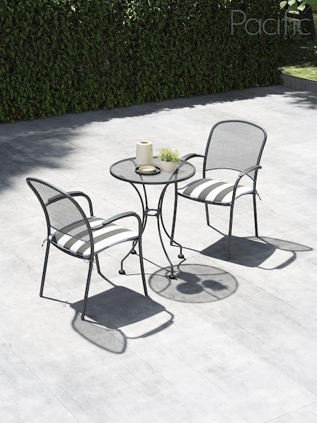 Pacific Grey Carlo Garden Table and Chair Bistro Set with Cushions (H13493) | £460