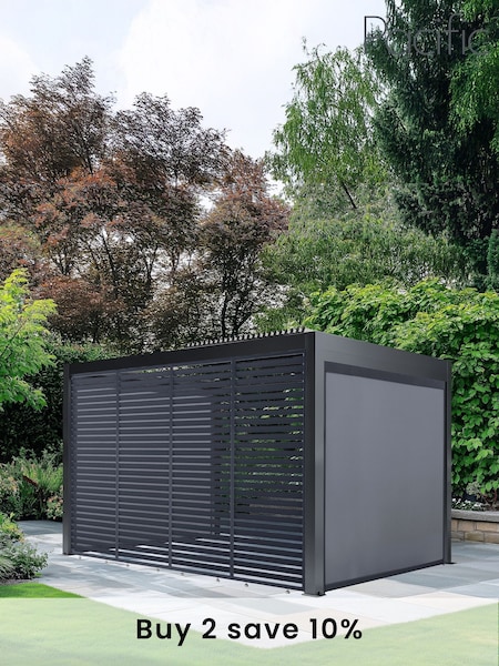 Pacific Dark Grey Electric Garden Pergola with LED Blinds and Louvr Panel (H13510) | £8,300