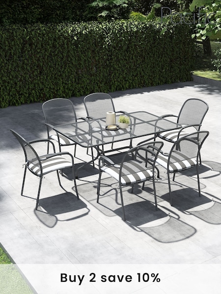 Pacific Grey Carlo Rectangular Garden 6 Seater Dining Table and Cushions (H13518) | £1,260