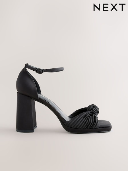 Black Forever Comfort® Twist Heeled Platform Sandals (H13548) | £39