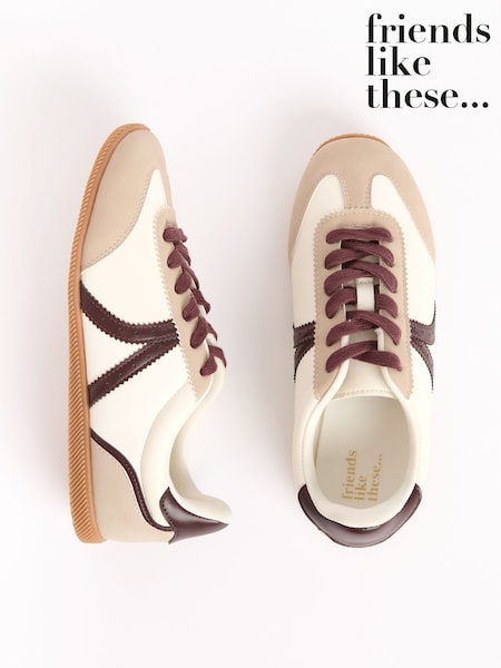 Friends Like These White Slim Runner Lace-Up Retro Gumsole Sports Trainers (H13598) | £37