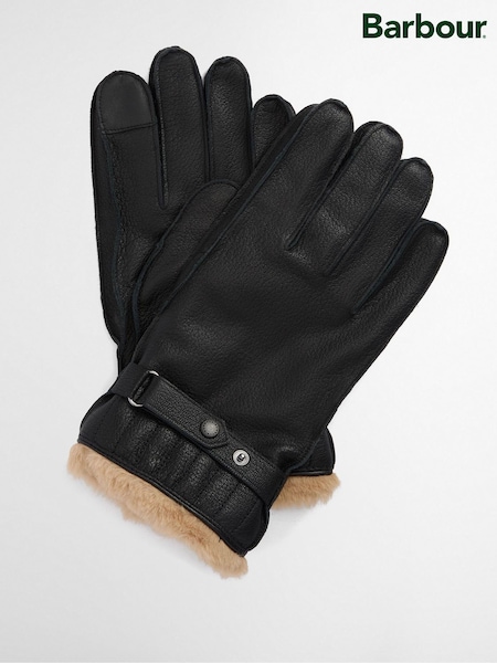 Barbour® Black Leather Utility Gloves (H13650) | £68